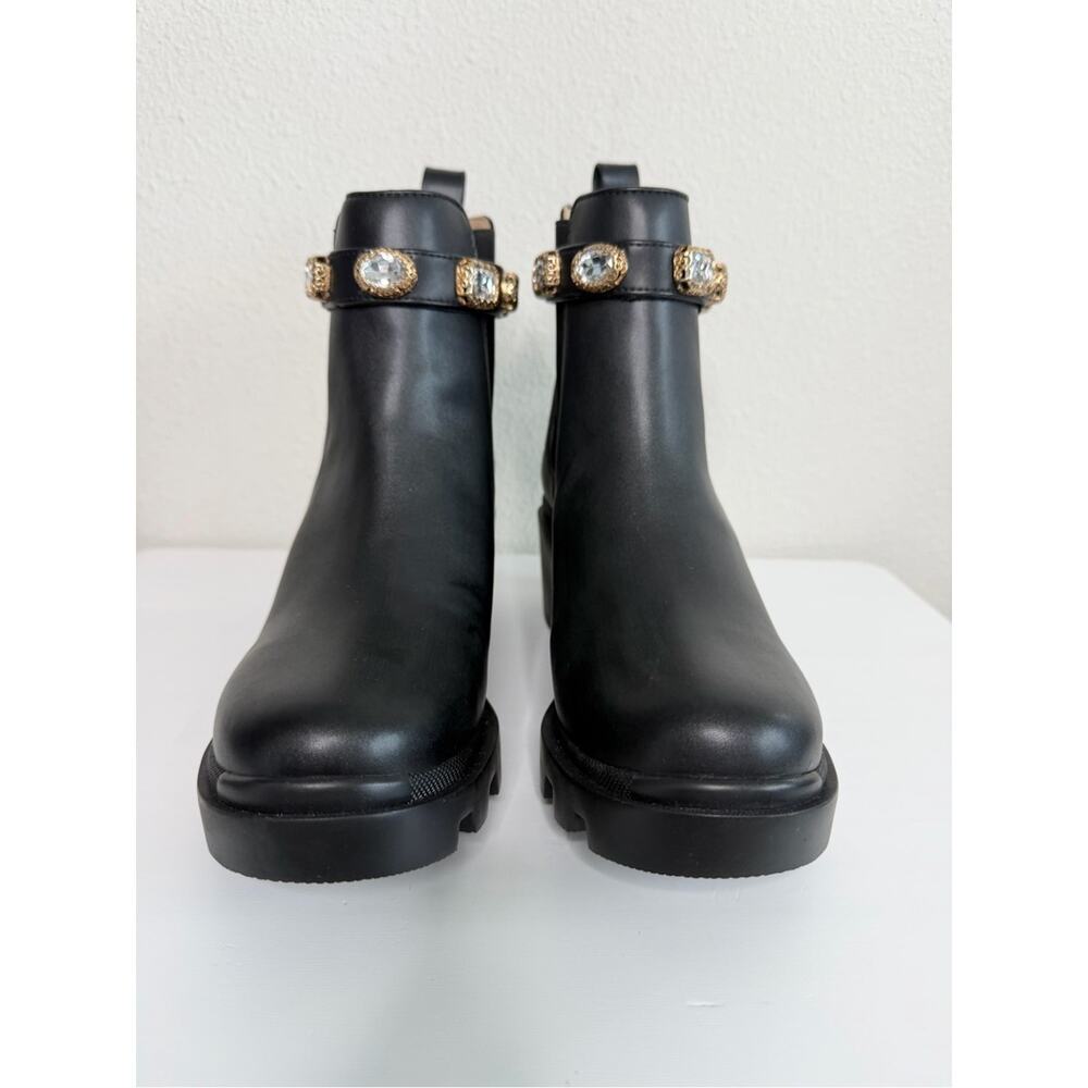 STEVE MADDEN Amulet Bootie Black Ankle Chelsea Boots with Jewel Strap Size 9.5 - Picture 2 of 6
